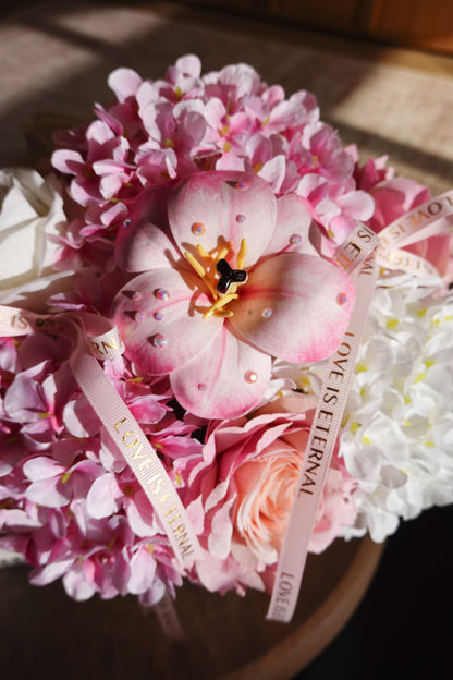 Artificial Flower Box Arrangement - Pink (S)