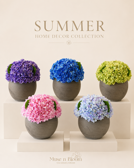 Artificial Hydrangea Arrangement with Vase