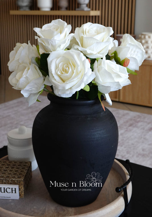 Artificial Velvet Roses Arrangement (10 Stems)