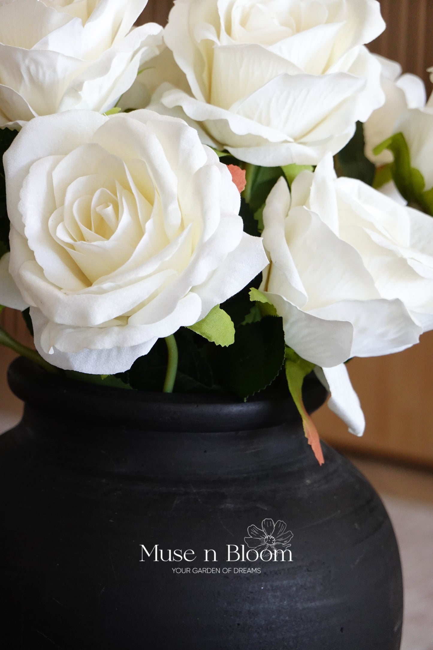 Artificial Velvet Roses Arrangement (10 Stems)