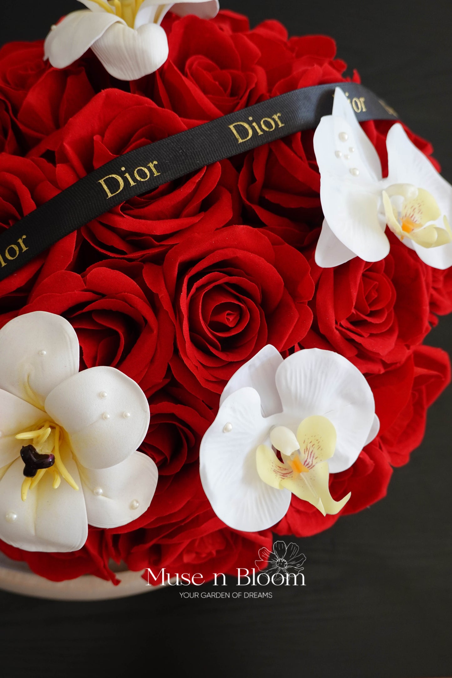 Artificial Rose Box Arrangement - Red (M)