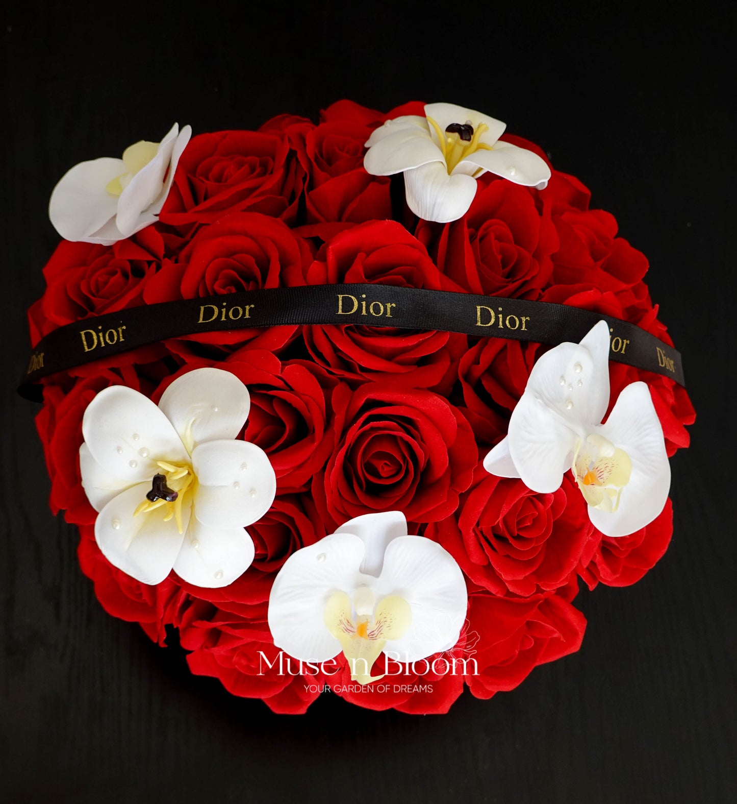 Artificial Rose Box Arrangement - Red (M)