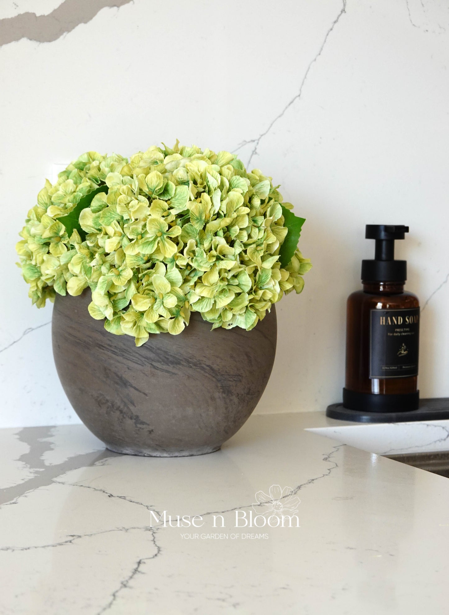 Artificial Hydrangea Arrangement with Vase