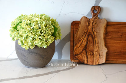 Artificial Hydrangea Arrangement with Vase - Green