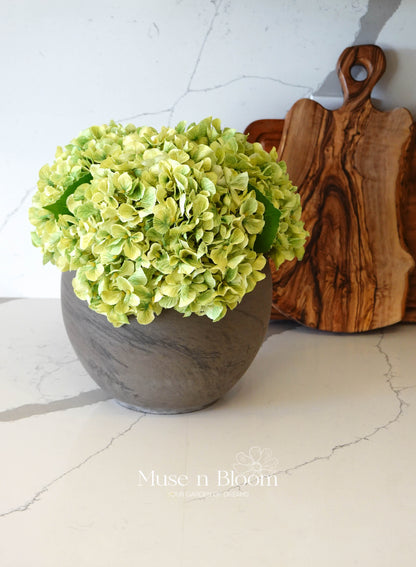 Artificial Hydrangea Arrangement with Vase - Green