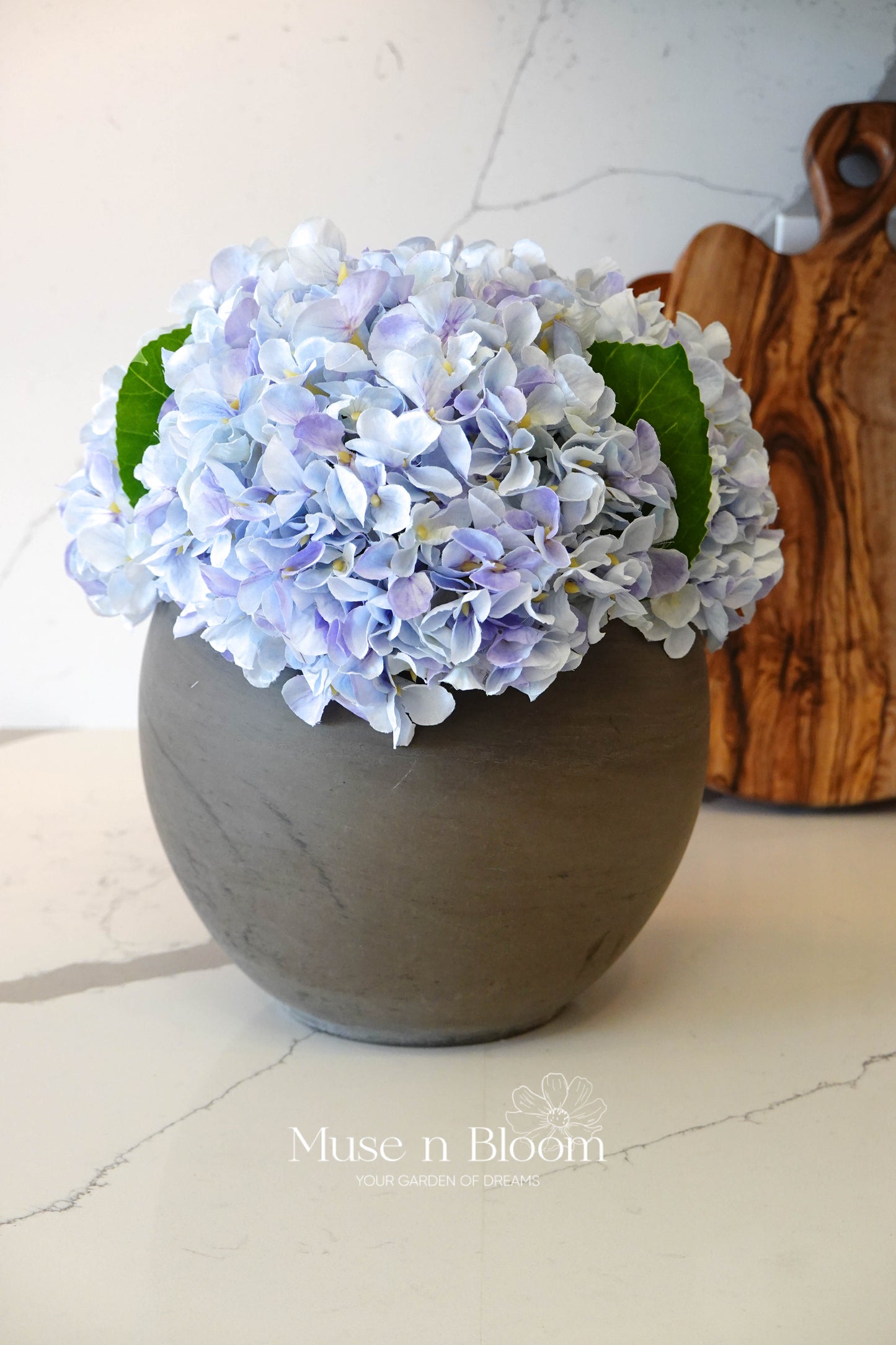 Artificial Hydrangea Arrangement with Vase - Light Blue