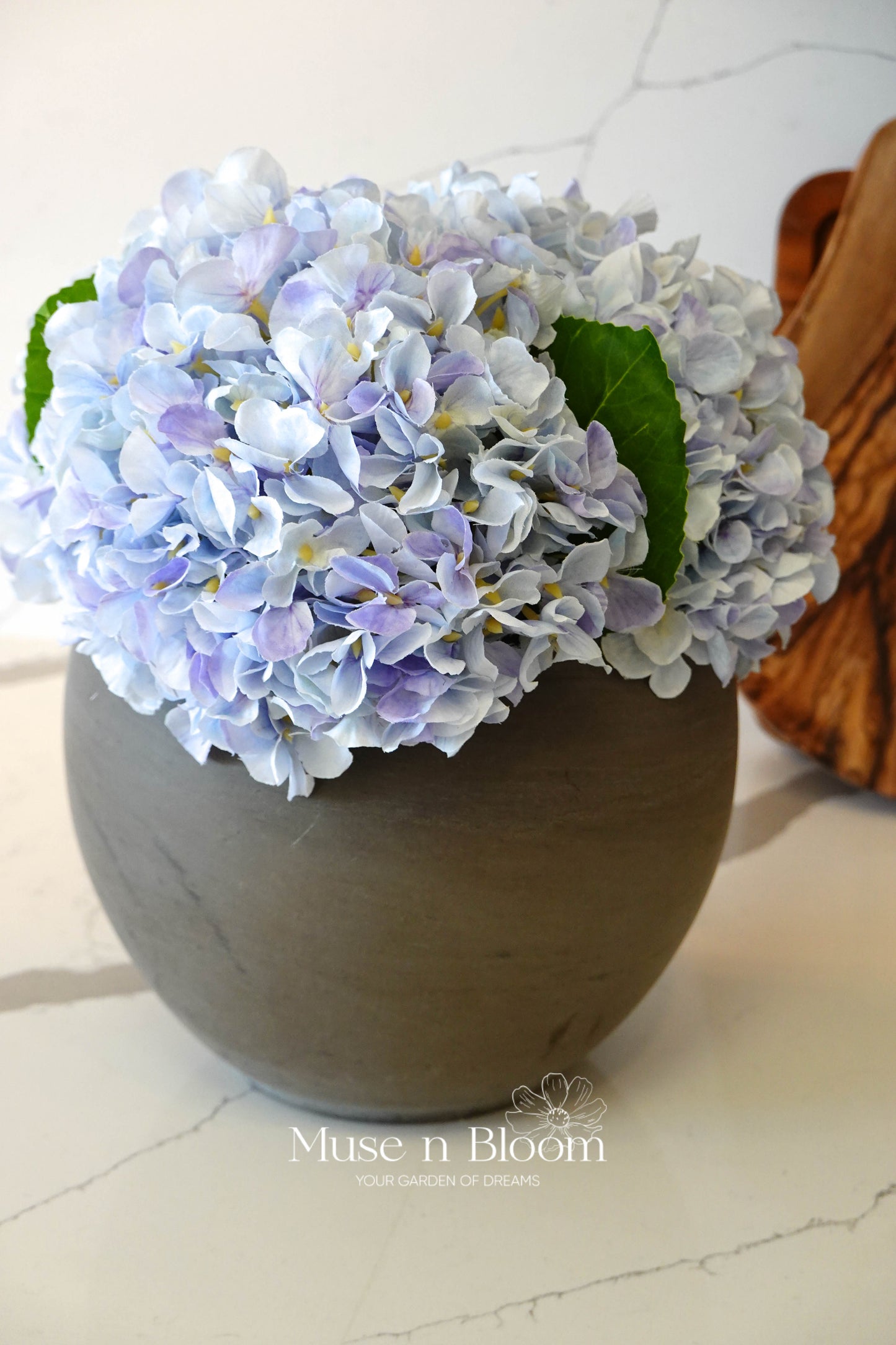 Artificial Hydrangea Arrangement with Vase - Light Blue