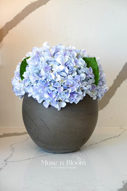 Artificial Hydrangea Arrangement with Vase - Light Blue