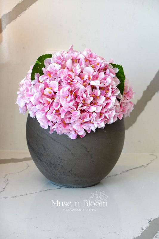 Artificial Hydrangea Arrangement with Vase - Pink