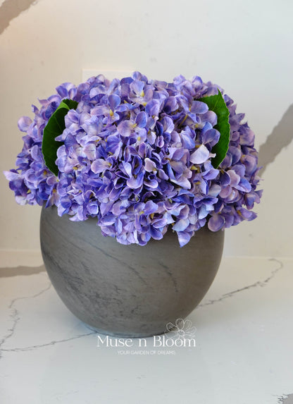 Artificial Hydrangea Arrangement with Vase - Purple