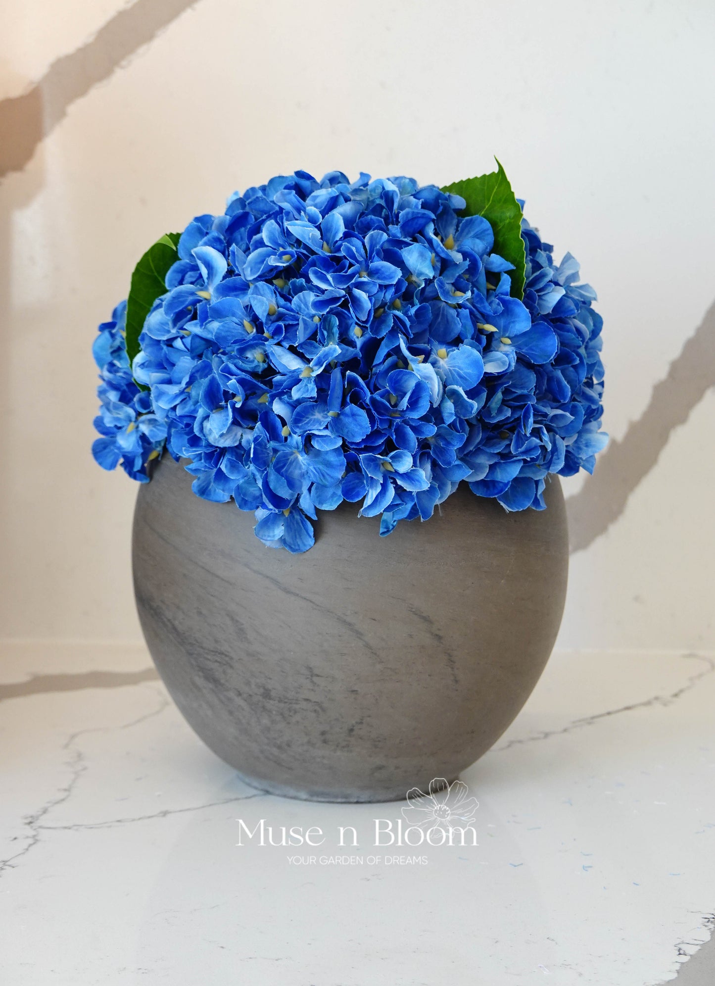 Artificial Hydrangea Arrangement with Vase - Deep Blue