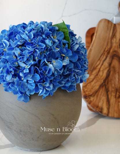 Artificial Hydrangea Arrangement with Vase - Deep Blue