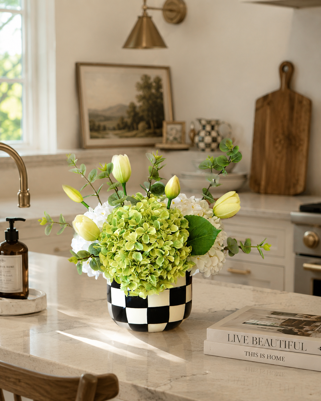 Artificial Hydrangea & Tulip Arrangement